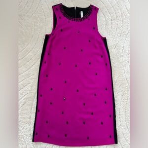 NWOT Kensie Fuchsia Shift Dress with Black Beaded Embellishments Size XS